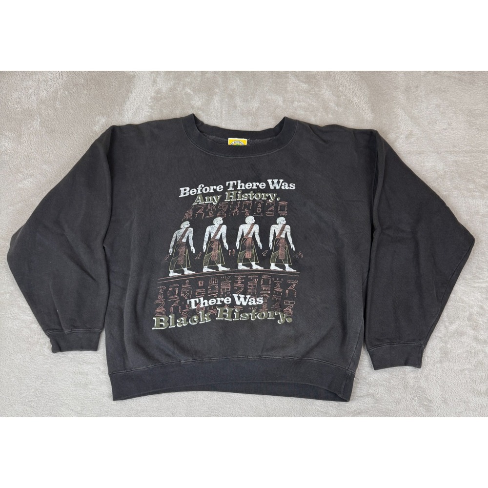VTG 90s There Was Black History‎ Sweatshirt Mens Large Preowned Stain Pullover